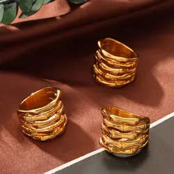 Bamboo Shape Rings For Women Men 2024 Trend New In Stainless Steel Women's Men's Wide Ring Couple Rings Luxury Jewelry Woman