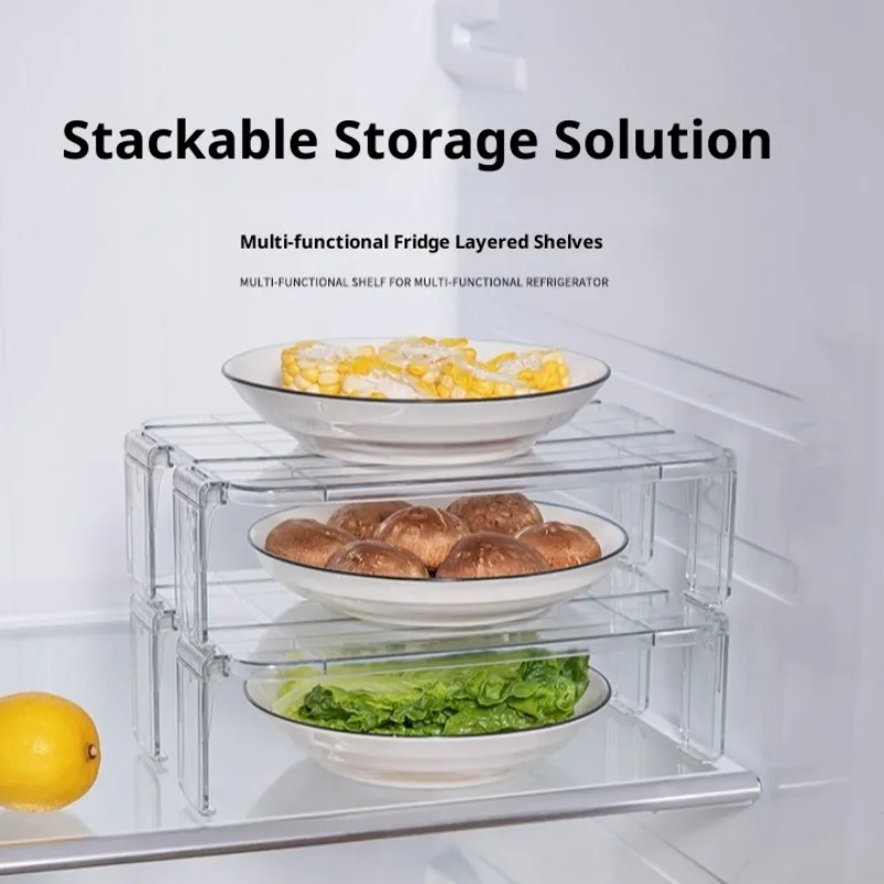 

Multi-Layer Refrigerator Shelf Organizer Spice Bottle Bowl Storage Rack Kitchen Countertop Space Saver Divider Rack