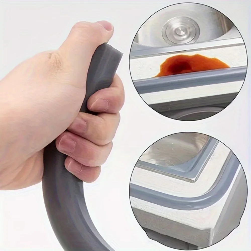 

Силиконовый водостойкий барьер для ванной комнаты, самоклеящаяся лента для удержания воды, гибкая, 1 м/39,37 дюйма, для дверей ванной и душевых кабин ﻿