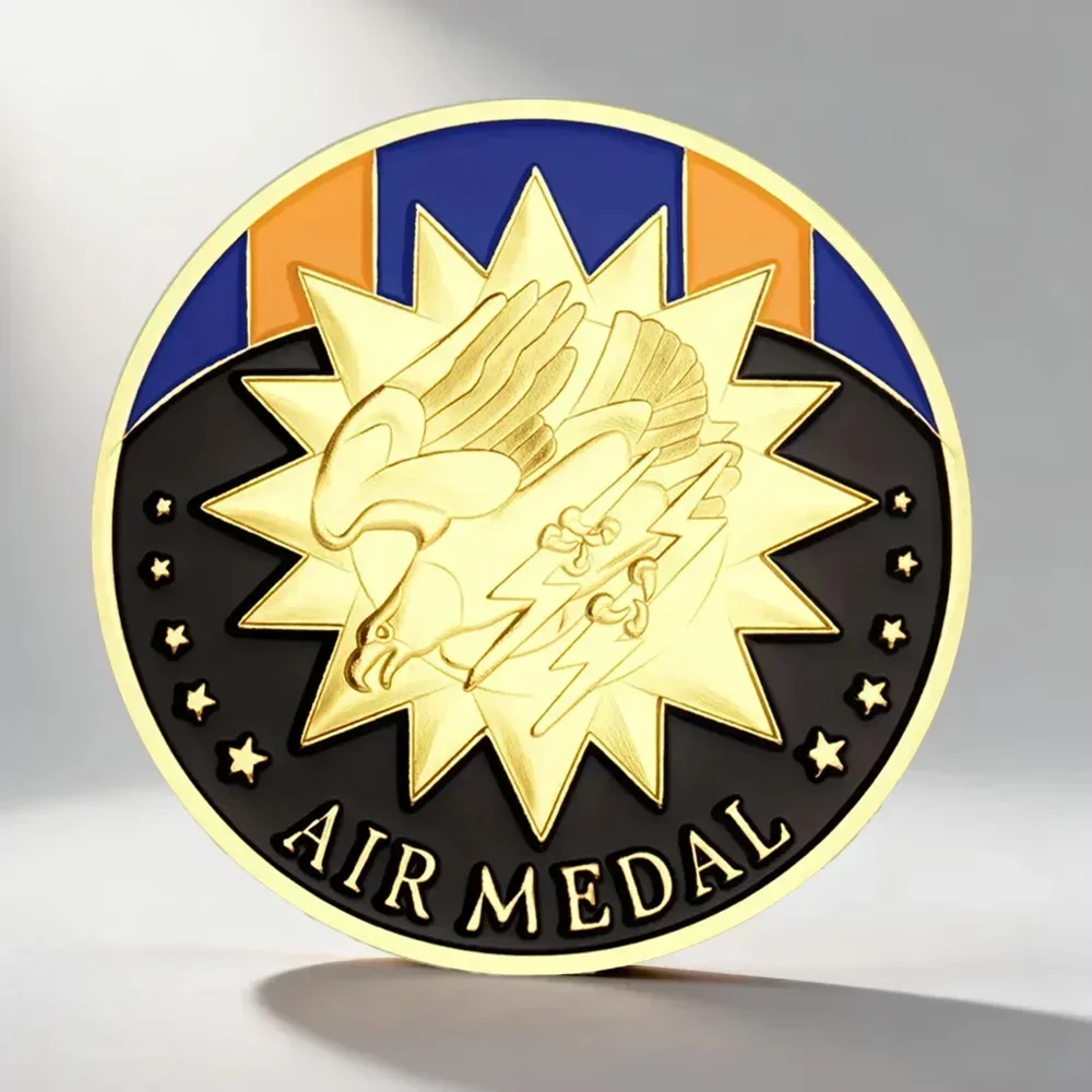 Gold Plated Air Force Honor Aviation Medal Souvenir Coins Air Medal Military Enthusiast Golden Plated Collection Coin