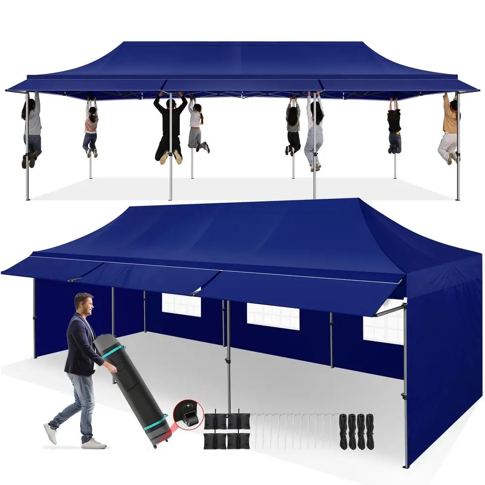 

10x30 Pop Canopy Tent with Awning,Heavy Duty Canopy UPF 50 All Season Wind Waterproof Commercial Outdoor Street Vendors Part