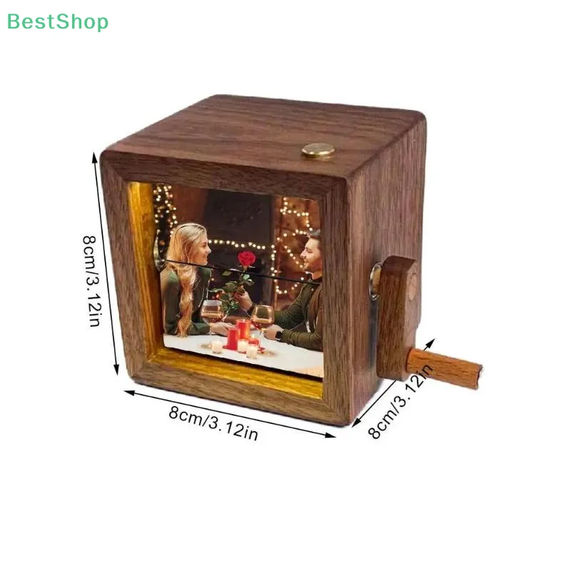 ☆Wooden Mechanical Hand-crank Animated Flipbook Photo Album With Wooden Box
