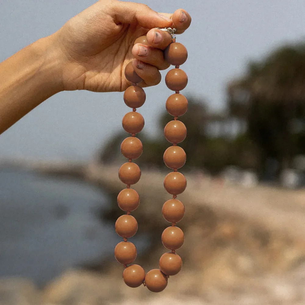 Fashion Colorful Round Beads Choker Large Boho Style Beaded Acrylic Handmade Knot Rope Women Necklaces Jewelry Gift
