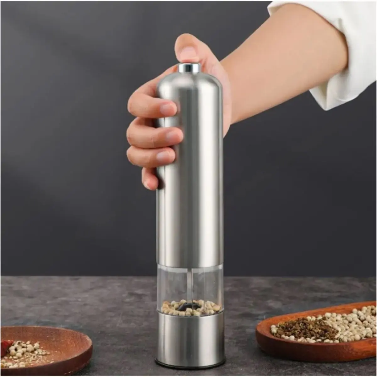 Time Saving Electric Salt Pepper Grinder Set One Handed Operation Stainless Steel Spice Mill with Light Automatic Pepper Grinde