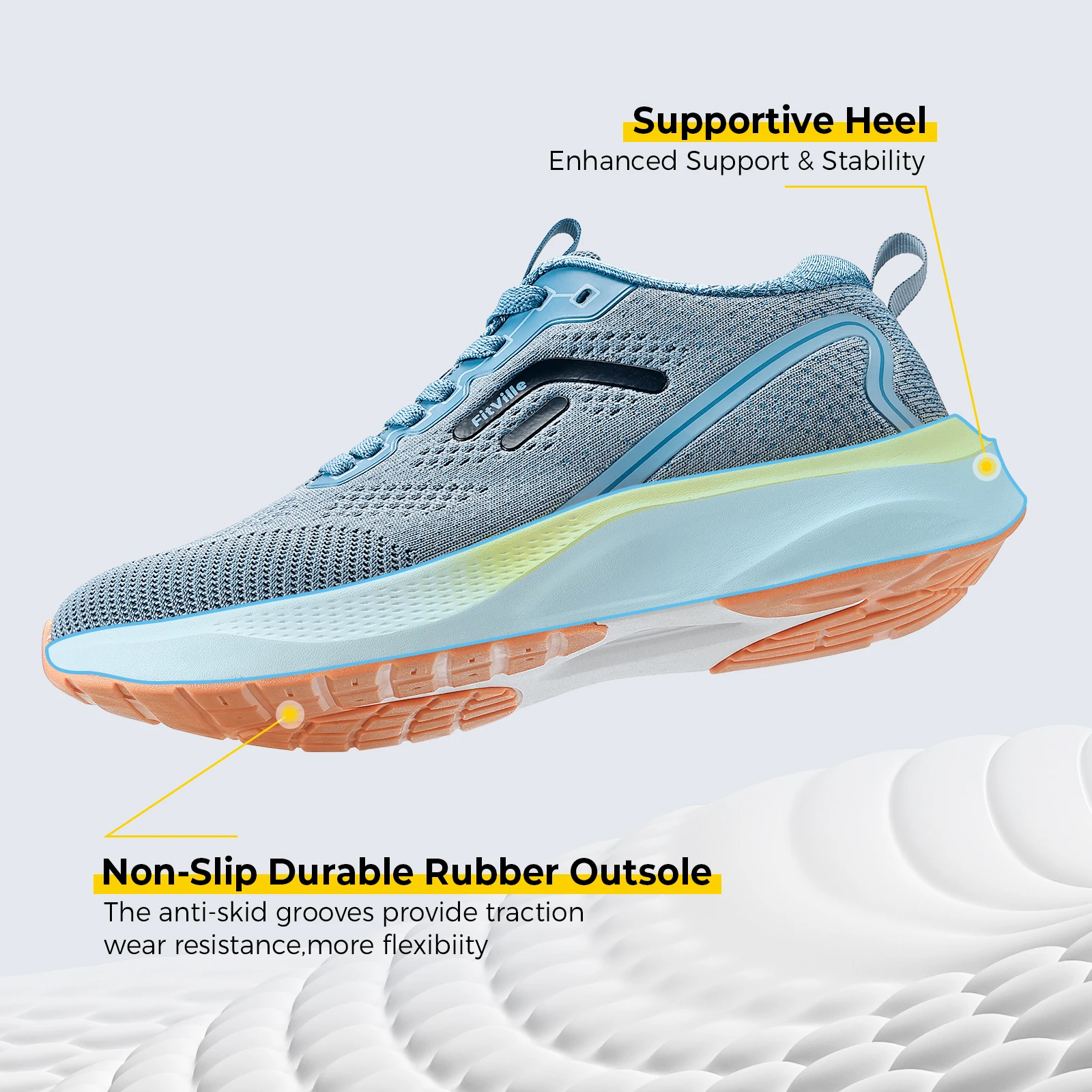 Fittington Men's Sports Shoes Cushioning Wide Running Shoes for Men Comfort Casual Sneakers With Arch Support Plantar Fasciitis