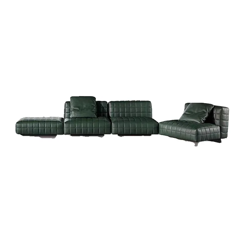 

Checkerboard modular modular sofa, Italian light luxury sofa, leather large special-shaped modern leather sofa