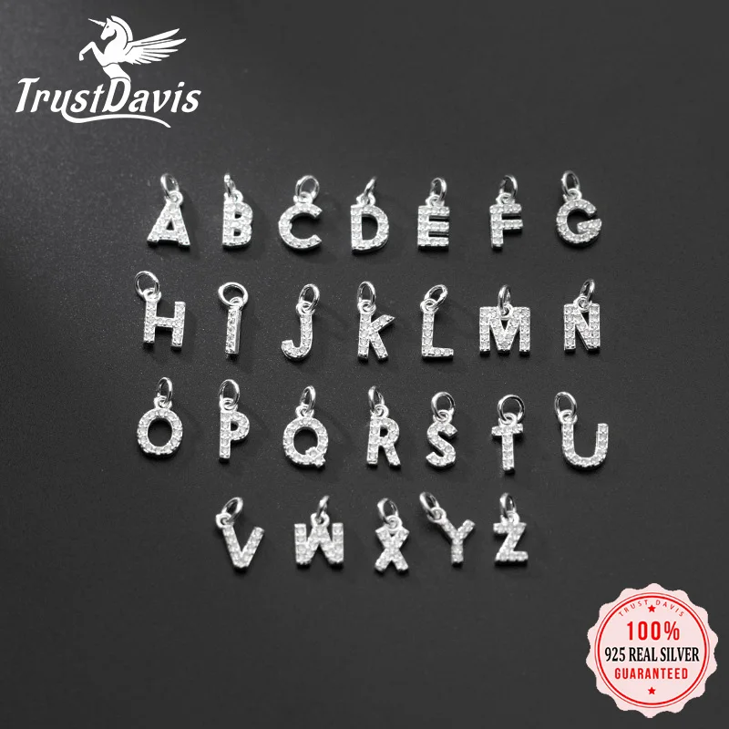 الثقة ديفيس ريال 925 فضة 26 قلادة بحرف لامعة سحر تشيكوسلوفاكيا قلادة لتقوم بها بنفسك اكسسوارات للنساء غرامة S25 مجوهرات DZ423 #1