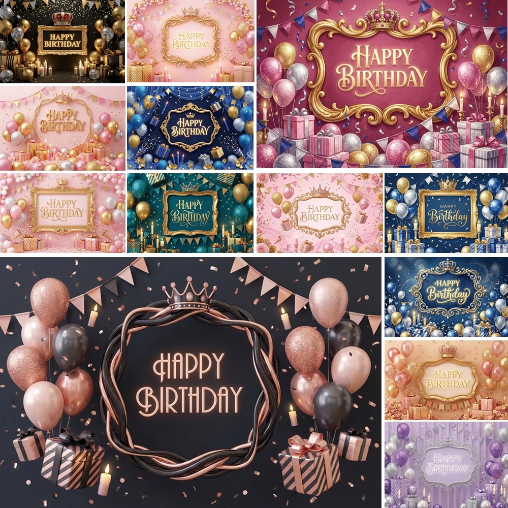 

MOON.QG Baby Newborn Items Birthday Backgrounds For Photographs Black Balloon Crown Candle Backdrop Accessories Portrait Photo