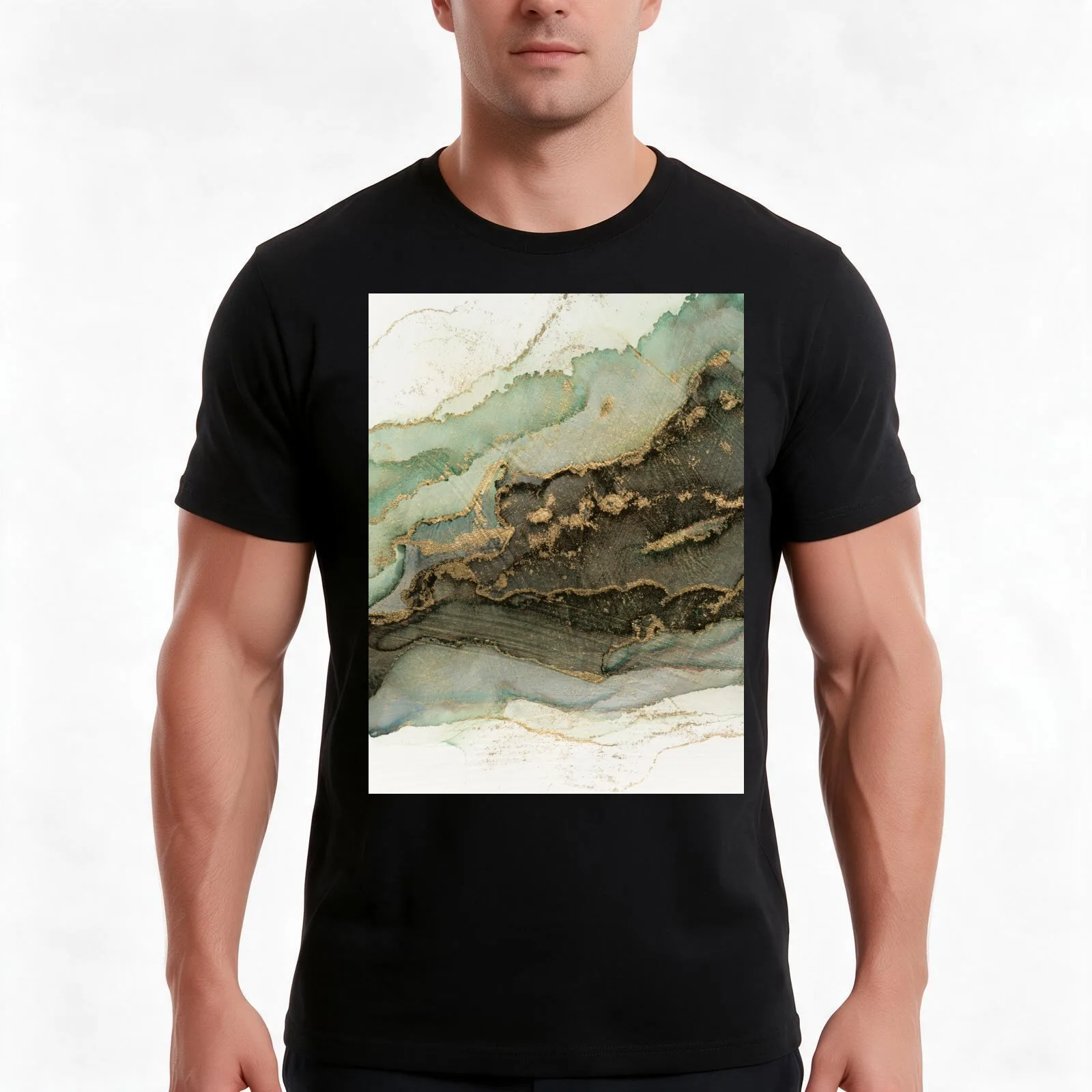 Stormy Marble Abstract Ink Art T-Shirt Summer Casual Cotton Tee Oversized Streetwear Tops Vintage Graphic Print 100% Cotton