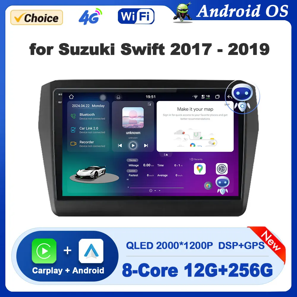 

GPS Navi DSP Stereo Bluetooth for Suzuki Swift 2017 - 2019 Android OS Car Multimedia Radio Player Carplay WiFi Auto Accessories