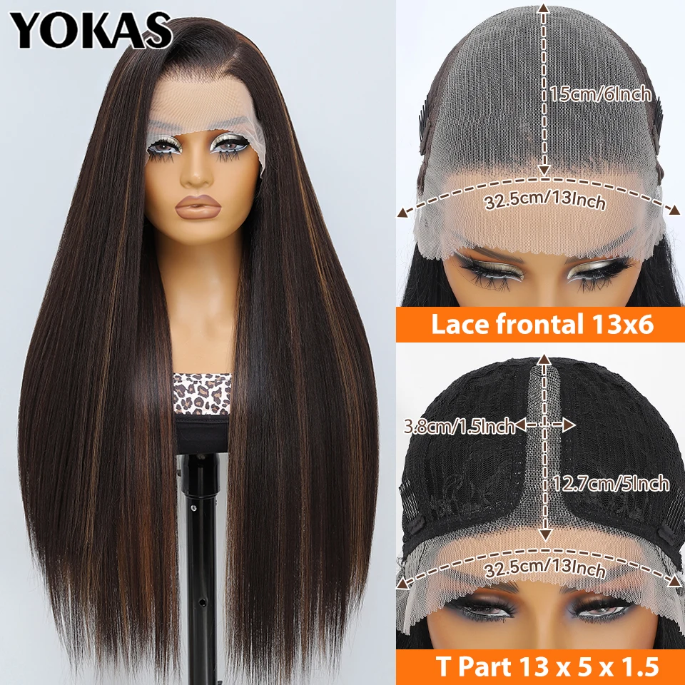 30 Inch Straight Hair Synthetic Lace Frontal Wigs With Baby Hair Blond Blue Black Red Women Wigs 13X6 T Part Lace Front Wigs
