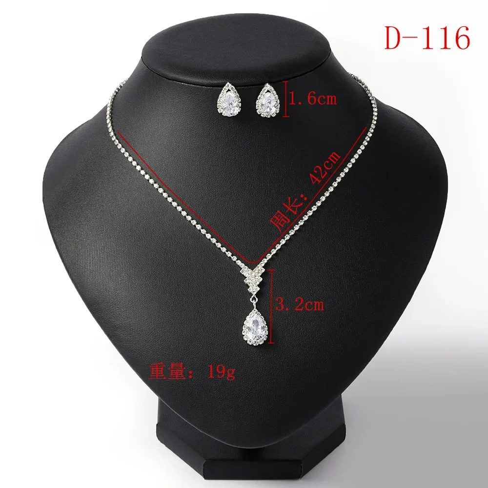 PJDock-Ensemble de bijoux en cristal pour femme, breloque en argent, bracelet document, boucle d'oreille, Zcomprend on JONecklace, fête de mariage