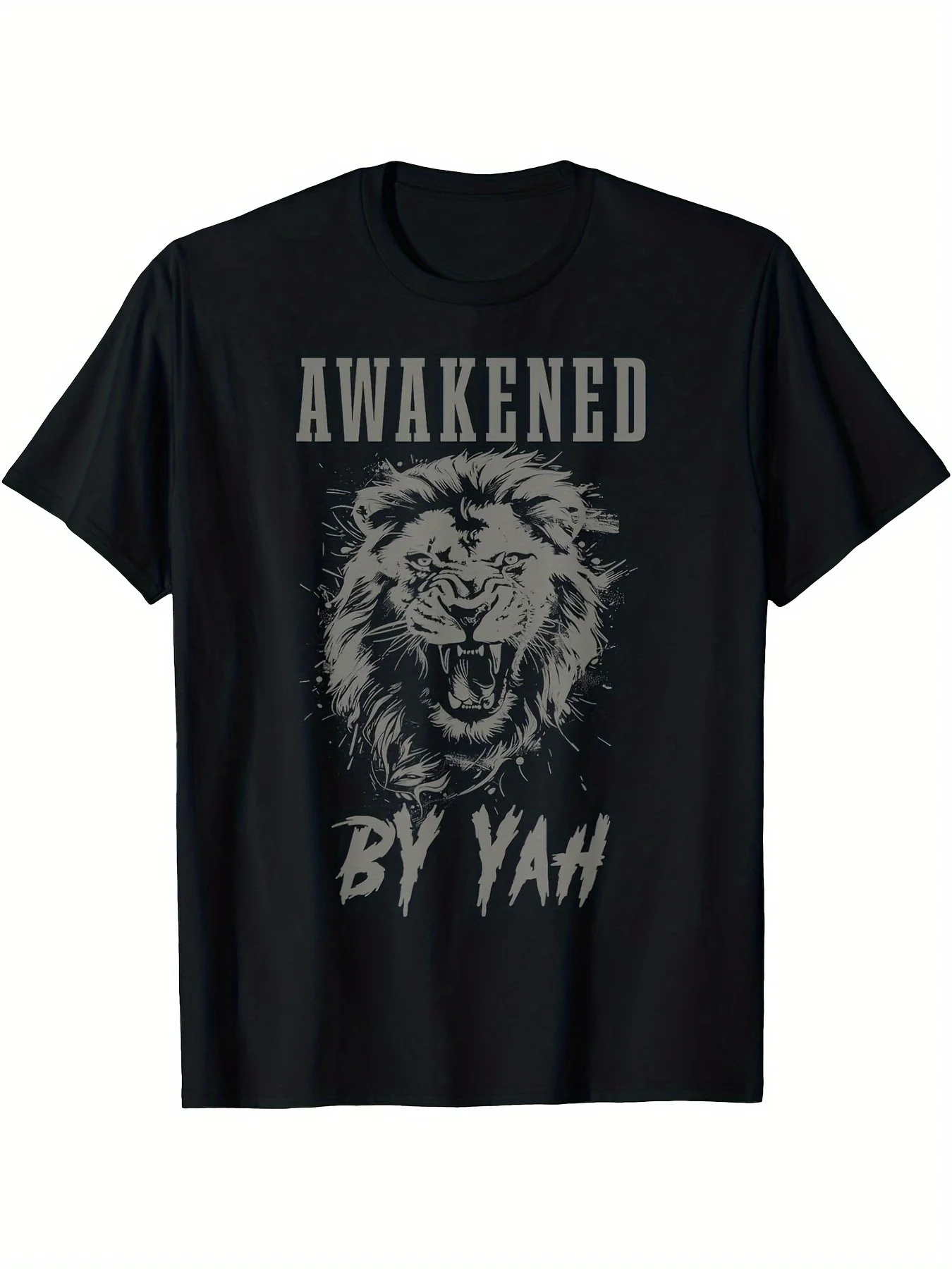 

Awakened By Yah Hebrew Lion Of Judah Jewish Yahweh T-Shirt Funny Men's Short Sleeve Graphic T-shirt Collection Black PR 220g
