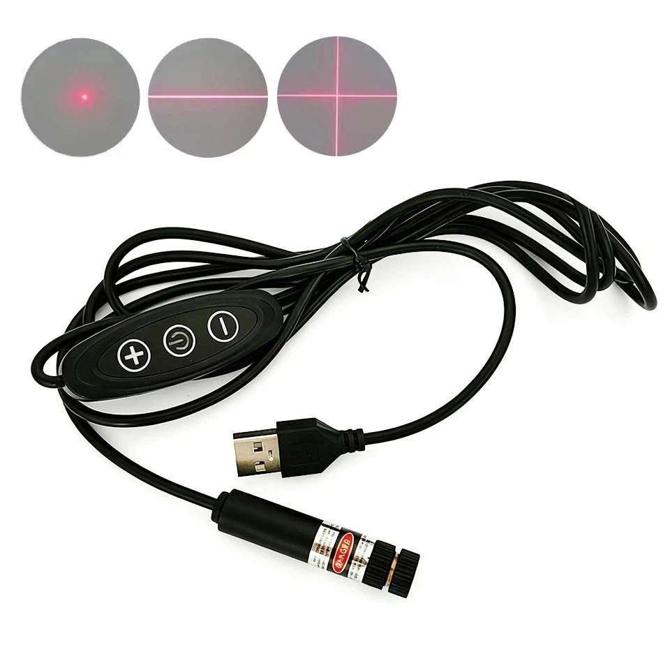 650nm 10mW 50mW Dot/Line/Cross Red Focusable Laser Module USB Woodwork Positioning