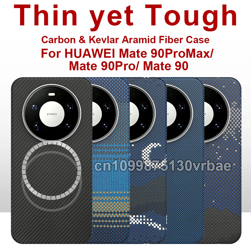 For huawei mate 90 pro max/mate 90 pro case carbon 600d aramid kevlar Fiber fabric thin hard cover magnetic Slim light red black