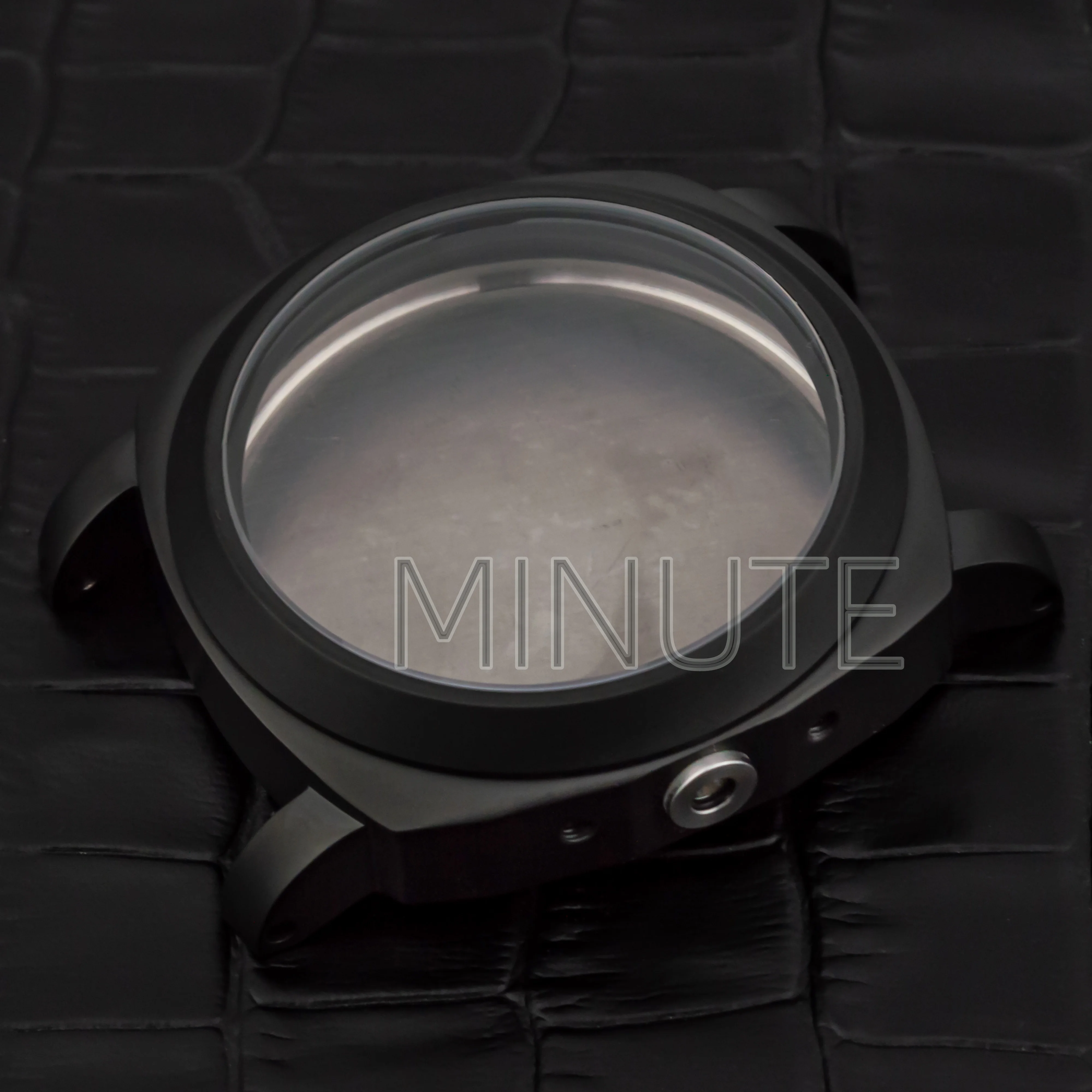 44mm Vintage Retro Black Matt PVD Watch Case Stainless Steel For PAM 5218 ETA6497/6498/ST3600/ST3620 Manual Winding Movement