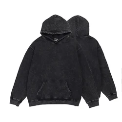 Vintage Hoodie Men Women Black Cotton Hoodie Sweatshirt High Street Mens Harajuku Fashion Casual Loose Pullover Hoodies