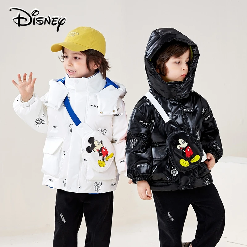 سترة ديزني كيدز داون، منتفخة قصيرة سميكة برقبة عالية لملابس الشتاء للأولاد والبنات