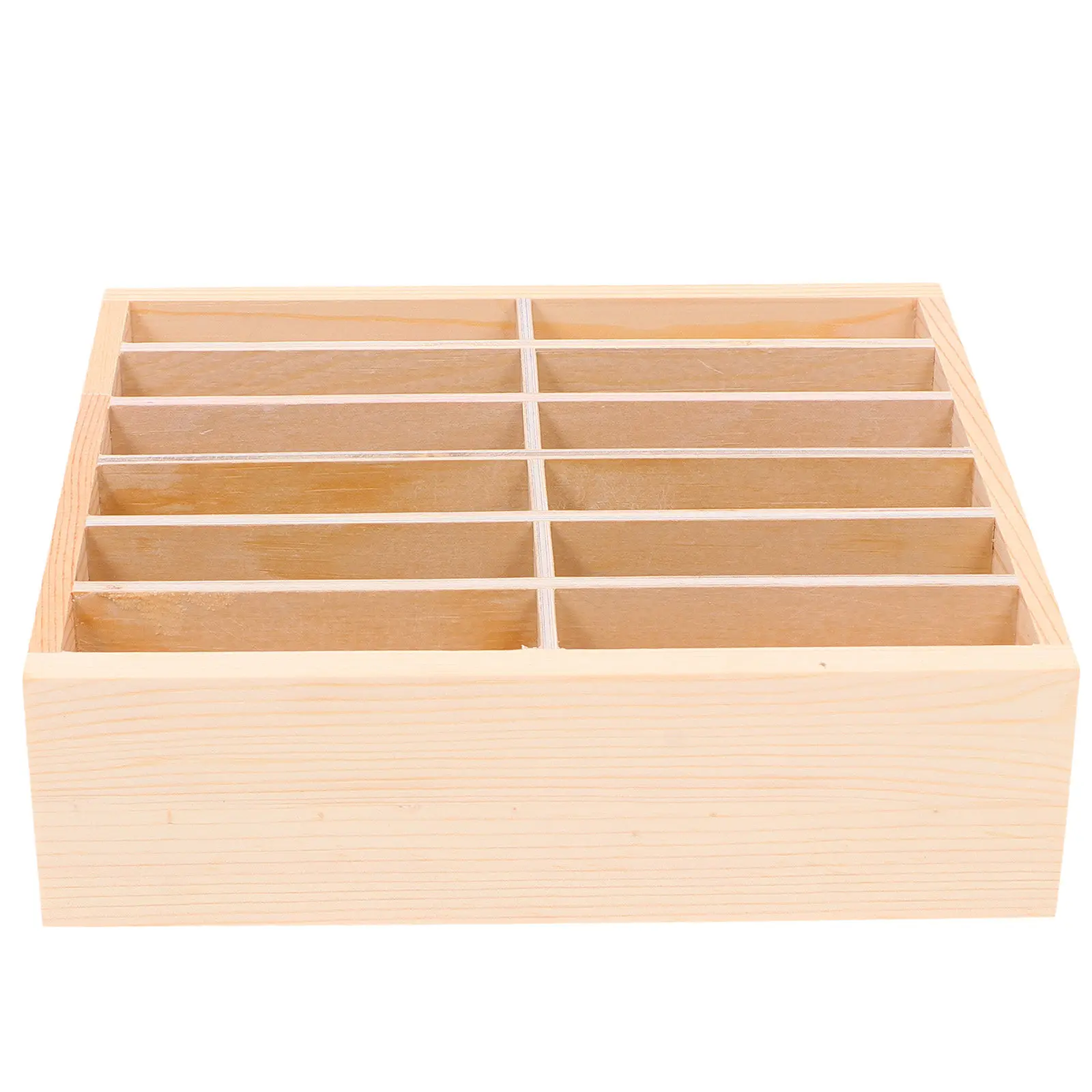 

12 Grid Wooden Desktop Phone Storage Box Temporary Mobile Phone Holder for Classroom Office Shop Display Organizer Elegant Wood