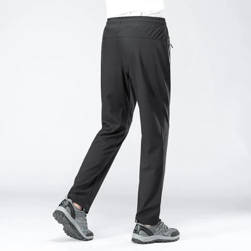 Summer Men's Casual Pants Breathable Elastic Waist Sport Trousers Quick Dry Plus Size 4XL Straight Leg Pants Running Hiking