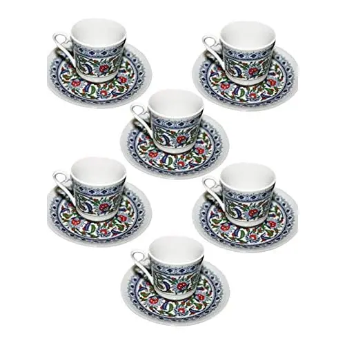 Turkish Coffee or Espresso Cup & Saucer for 6 People (12 Pcs)