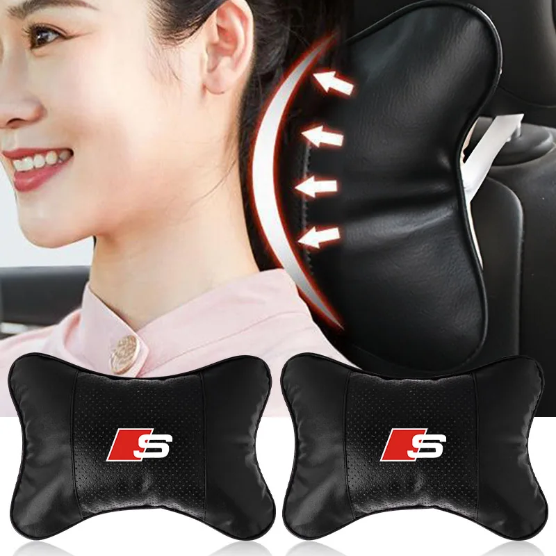 

Car Headrest Cover Auto Seat Cover Head Neck Rest Pillow Car Accessories For Audi Sline A1 A3 A4L A5 A6 A7 Q3 Q7 TT R8 B5 B6 B8