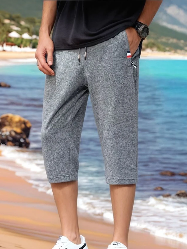 Sommer Herren Reithose Shorts Atmungsaktive Baumwolle Reißverschlusstaschen Sportshorts Lose Gerade Strand Kurze Hosen Große Größe 8XL