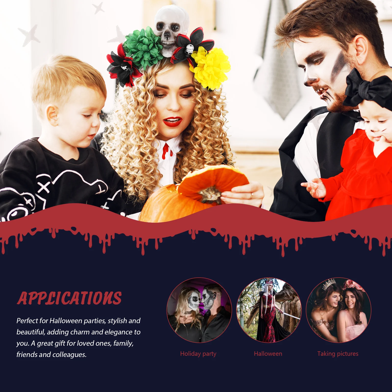 

Cloth Rose Flower Hair Band Halloween Headdress Festival Lightweight Comfortable Party Photo Stage Cosplay Accessories