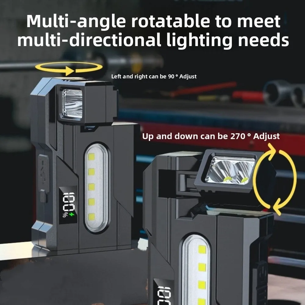 Portable Handheld Flashlight Waterproof Dual Light Pocket Light Adjustable Magnetic Torches Outdoor Emergency