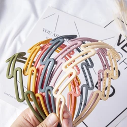 Solid Color Women Wave Hollow Geometric Plastic Hairband Snon-slip Outdoor Headband Hair Hoop Fashion Hair Accessories Headwear