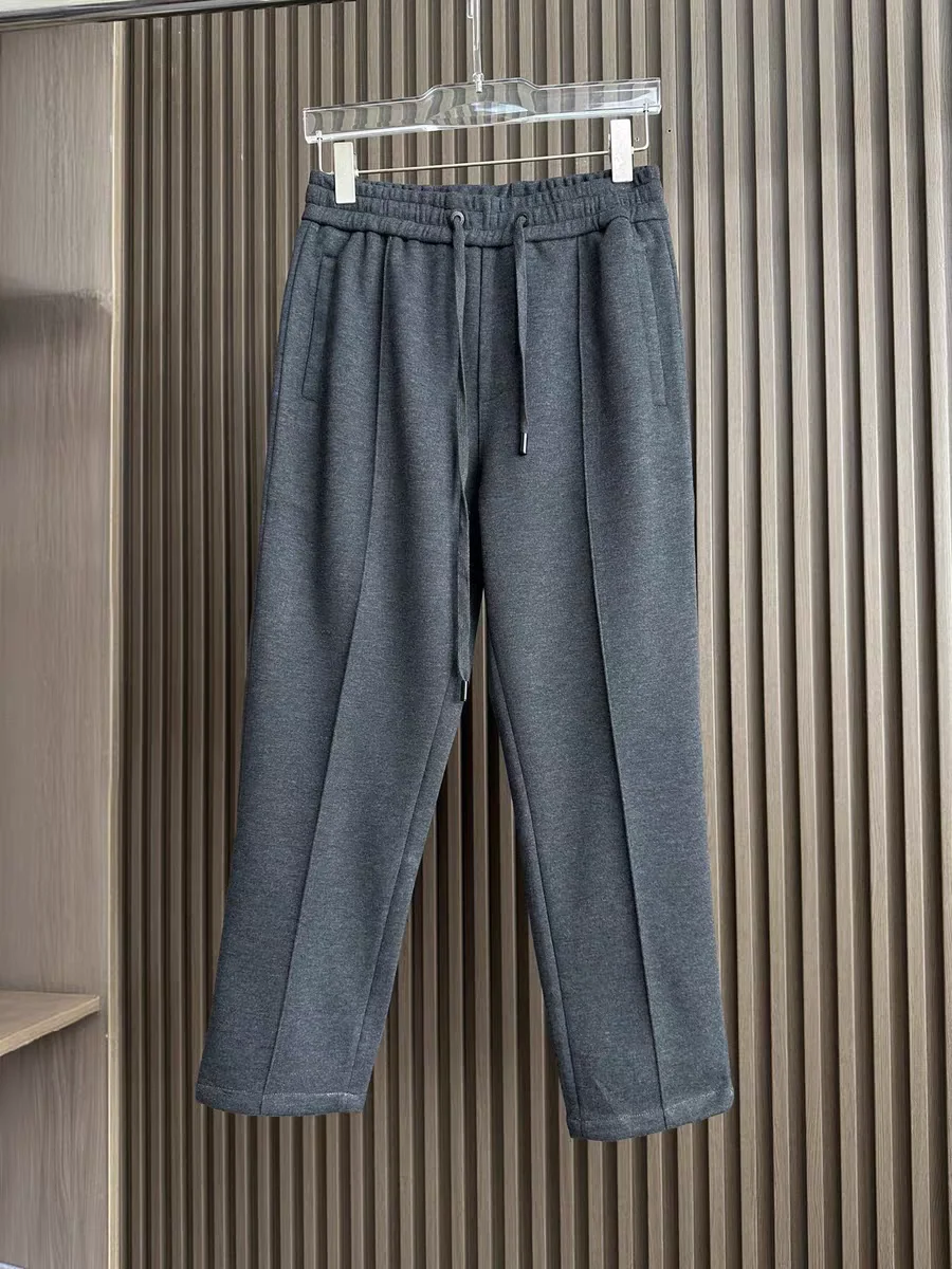 

Italian Sle ZZ Men's Woolen Casual Pants Autumn Winter Loose Leg Straight Cut Busin Warm Casual Trousers Elastic Waist C...