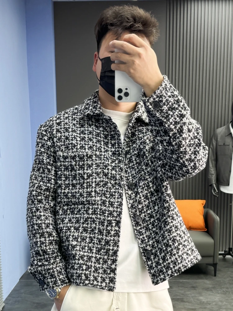 

Svip Sli 3D узор «елочка» Повседневная мужская рабочая одежда с воротником Jaet Легкая весна-осень Faion Pampa & Stand Fit