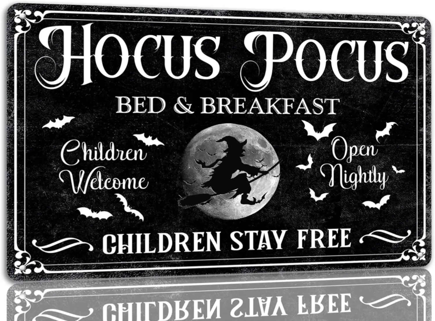 Ewxibnc Bed And Breakfast Blechschild, Halloween-Metallschild, Vintage-Deko, gruselige Dekoration, Halloween-Hexen-Dekoration, Schilder, Gothic-Halloween-Dekoration