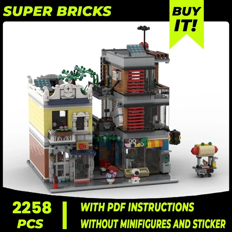 Moc Building Blocks Street View Model Petshop And Cafe Technical Bricks DIY Assembly Construction Toys For Child Holiday Gifts