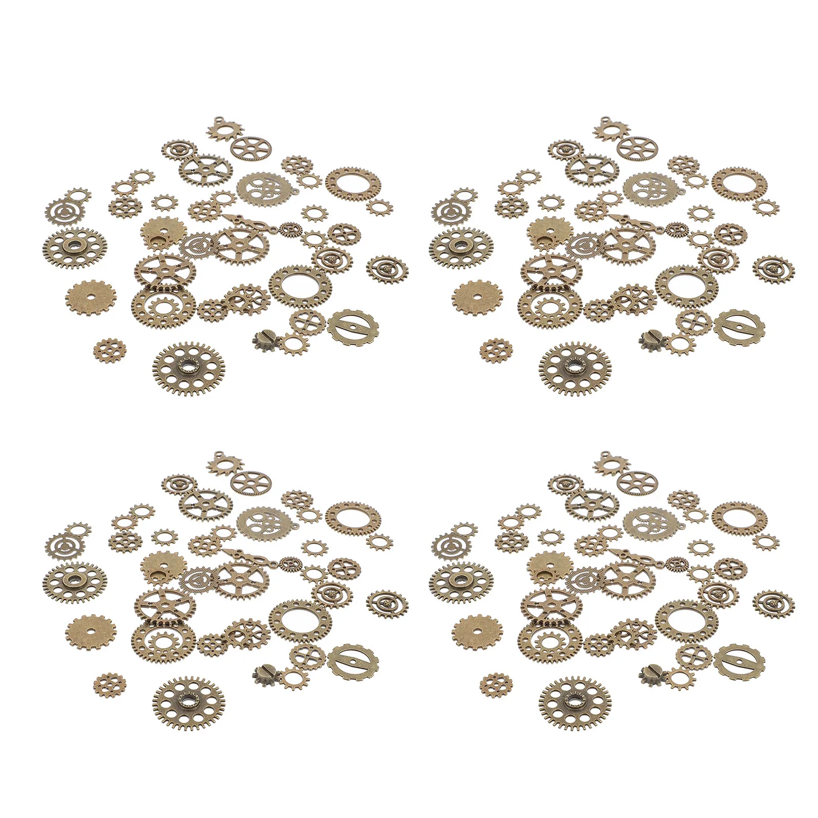 4Packs Vintage Clock Gear Steampunk Charms Metal Gears DIY Jewelry Accessories Unique Punk Style Pendant