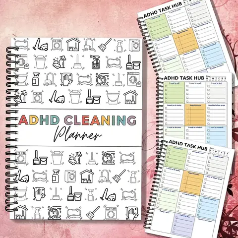 1 Piece Spiral Binding Cleaning Planner Notebook Visual Layout Household Organizer Daily Chore Schedule Journal for Home Tidying Management