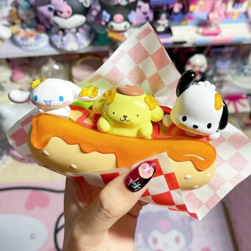 

Sanrio Hot Dog Series Cinnamoroll Pompom Purin Pochacco Action Figure Anime Cartoon Figurines Pvc Model Statue Doll Toys Gifts