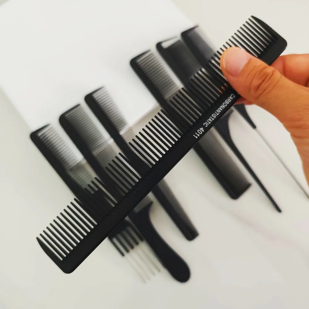 7Pcs Multifunctional Carbon Steel Hair Comb Set Anti Static Heat Resistant Carbon Steel Combs For Hair Cutting