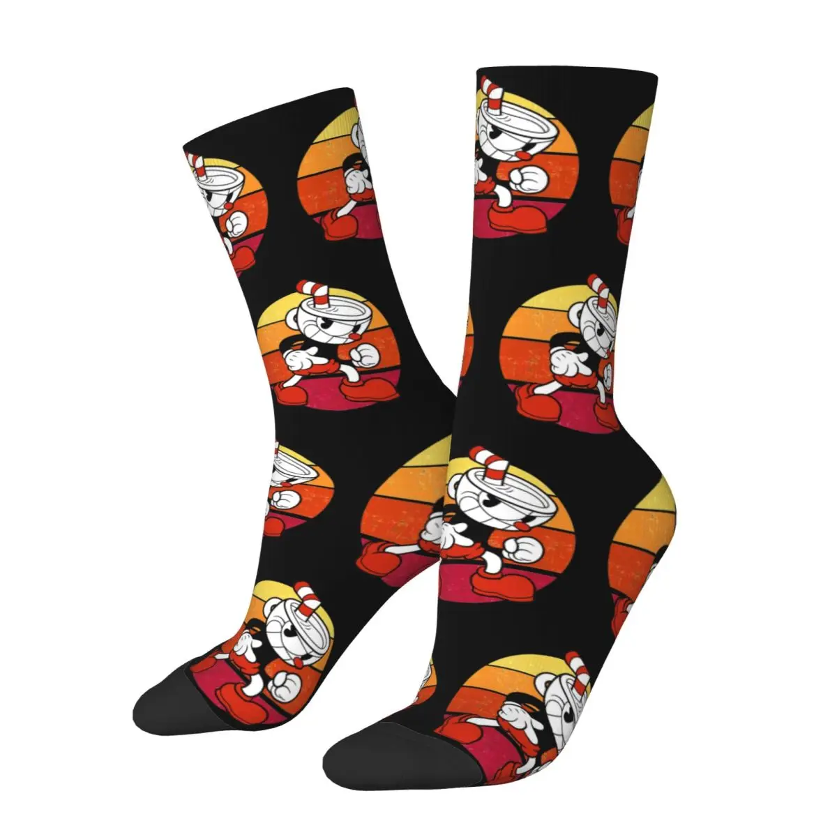 Hot Game Cuphead Sunset Socks Modern Stockings Men's Warm Soft Running Sports Socks Spring Custom Anti Skid Socks