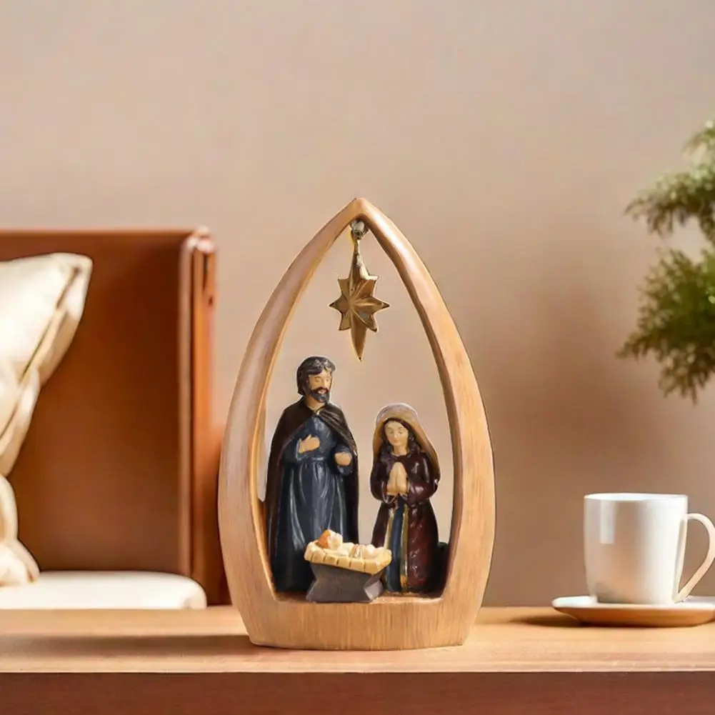 Holy Family Statue Resin Nativity Decoration Resin Holy Family Nativity Figurine Set Joseph Mary Jesus Sculpture for Home Office