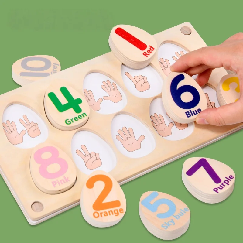 Montessori Color Number Cognition Matching Egg Puzzle Wooden Dinosaur Egg Pairing Children's Educational Toys Thinking Training
