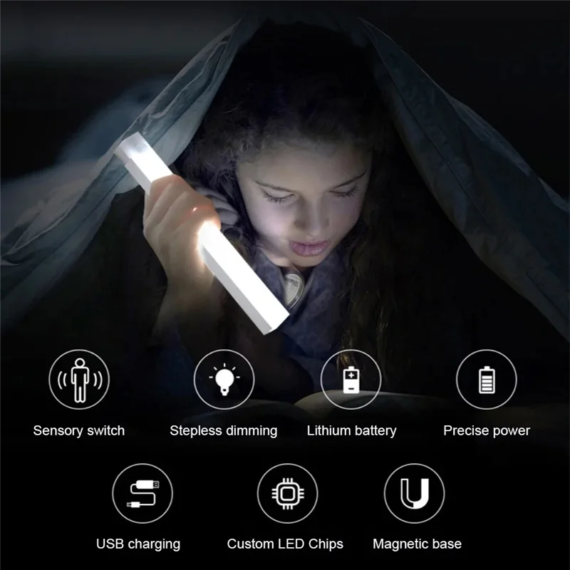 

-A12R One Light Three-Color LED Intelligent Human Body Induction Lamp Portable Rechargeable Night Light Long Magnetic Lamp