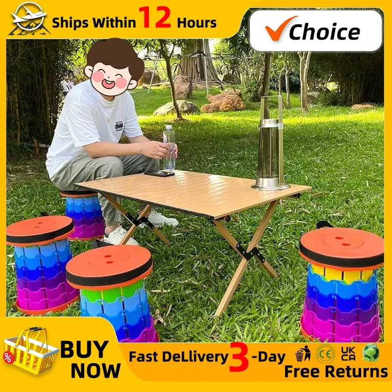 2024 NEW Stool Portable Round Folding Chair Accordion Chair Height Adjustment Simple Tool Elephant Swing Playground Queue Chair