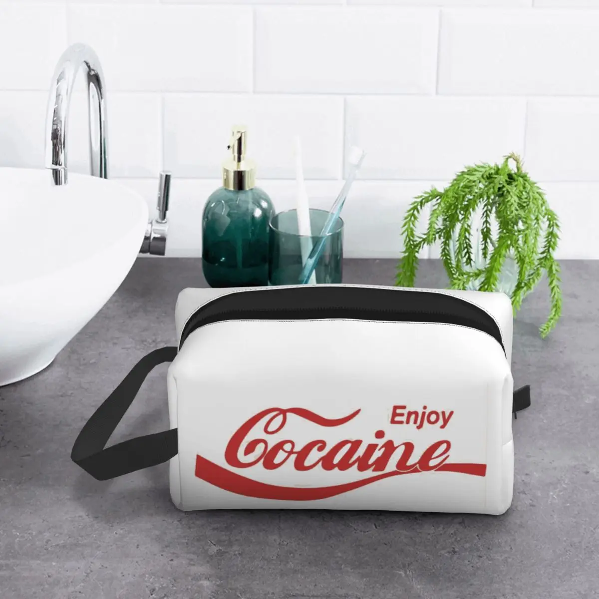 

Enjoy Cocaine Makeup Bag Cosmetic Organizer Storage Dopp Kit Toiletry Cosmetic Bag for Women Beauty Travel Pencil Case