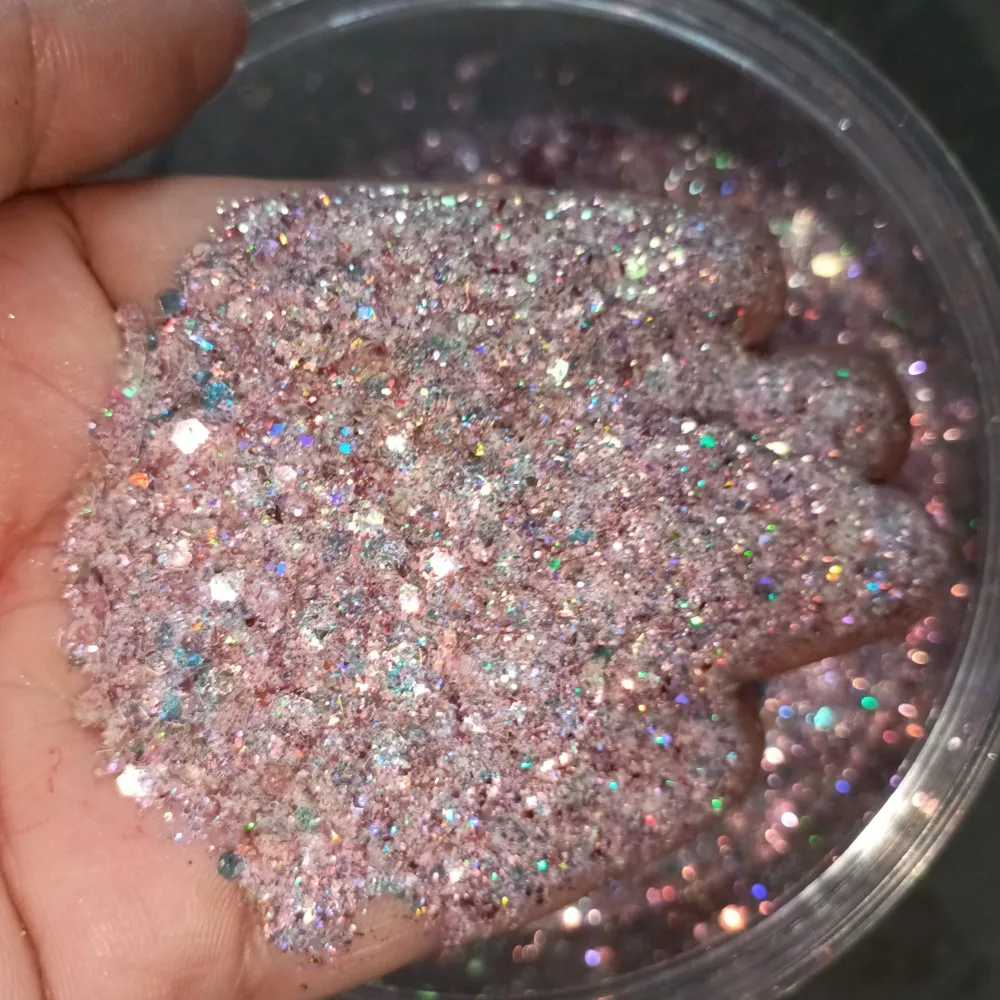 ผงกลิตเตอร์ผสมสีรุ้ง 50 กรัม/ถุง สำหรับตกแต่งเล็บ กลิตเตอร์วิ้งๆ แบบเมอร์เมด โฮโลแกรม ผงกลิตเตอร์แบบเป็นก้อน