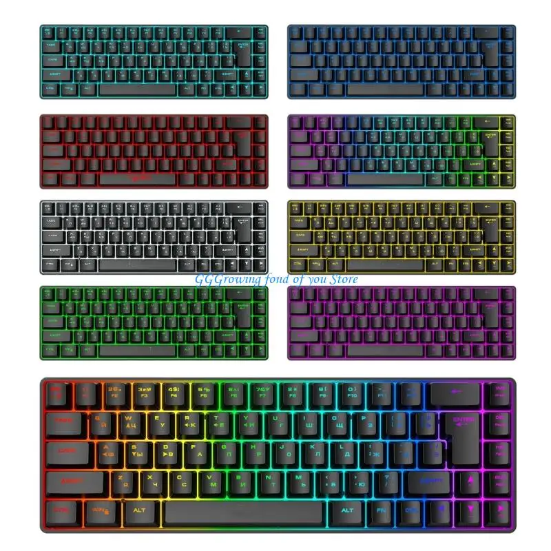 

H9EB 68-Key Color Lighting Game Keyboard Ergonomic Membrane Keyboard Portable Typewriter LED Backlits USB Keyboard