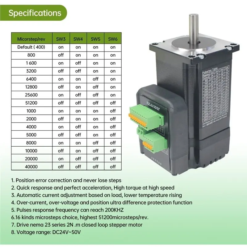 ABVG-Nema23 Integrated Hybrid Servo Motor JSS57P 2N Closed Loop Stepper With Communication Precise Positioning For CNC