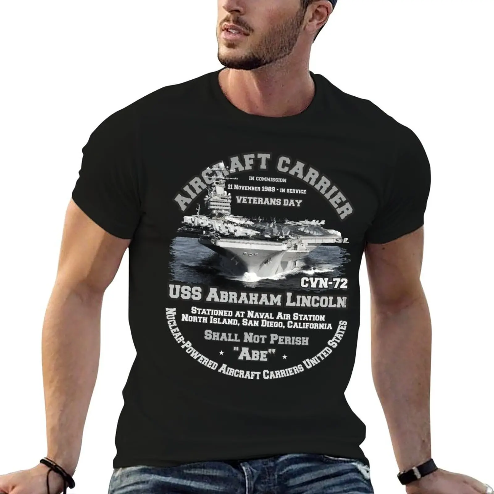 

USS Abraham Lincoln (CVN-72) Aircraft Carrier Veterans T-Shirt cotton t shirts high quality funny t shirts cotton T-Shirt
