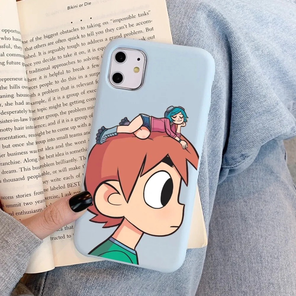 Scott Pilgrim anime Phone Case for iPhone 14 11 12 13 Mini Pro Xs Max 8 7 6 6S Plus X XR Solid Candy Color Case