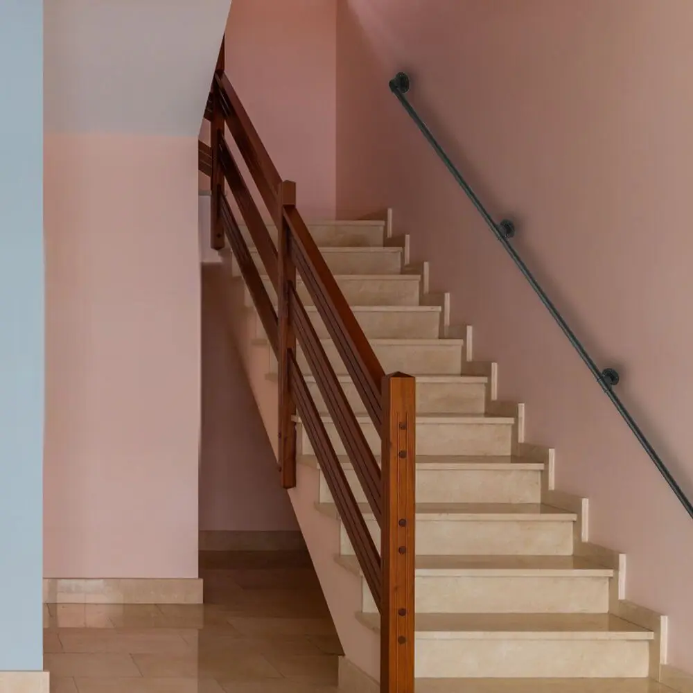 8FT Indoor Home Stair Railing Kit: Wall-Mounted Hand Rail for Steps Safety and Style